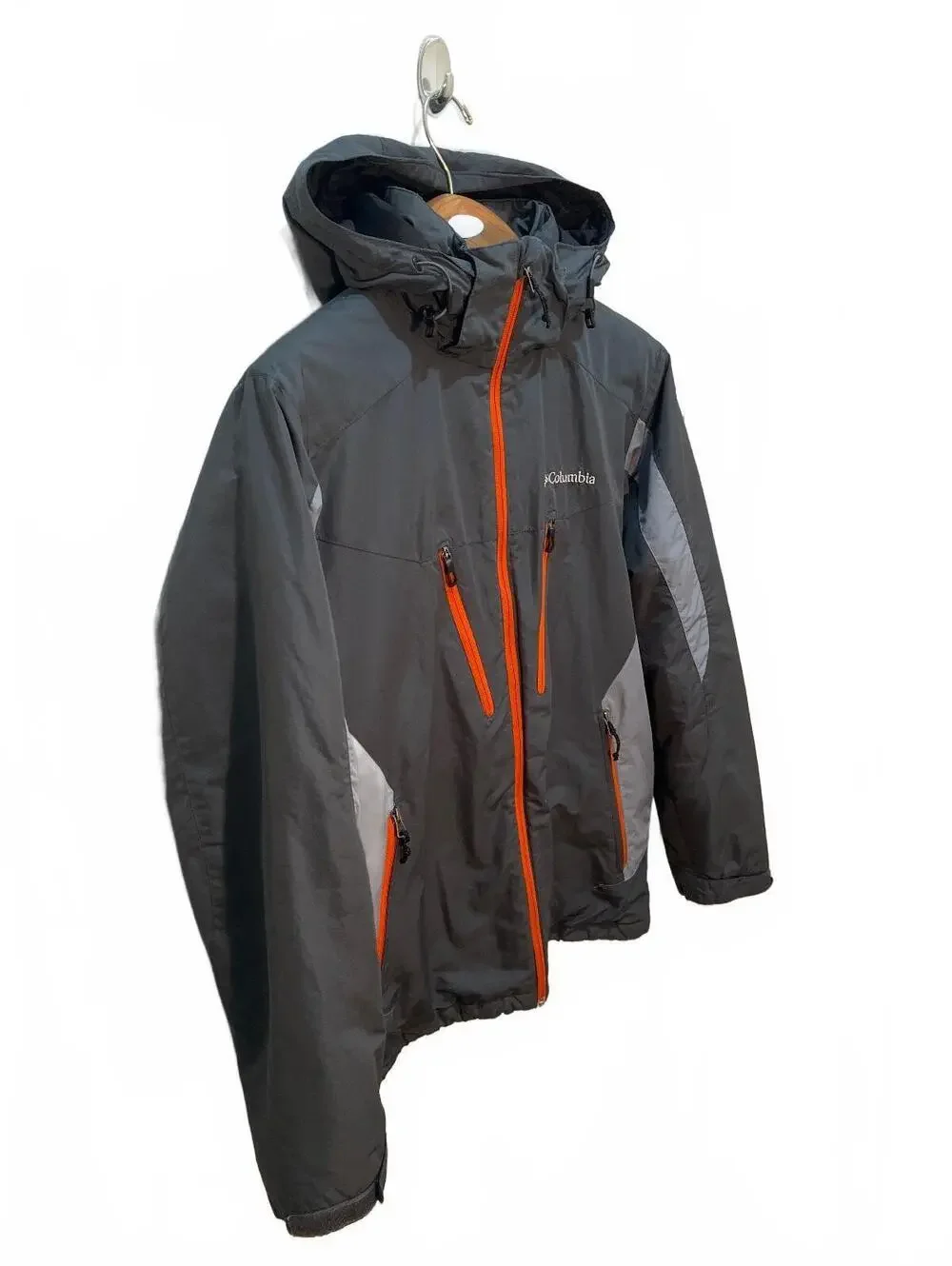 Columbia Men's Insulated Jacket Medium Gray with Orange Zippers